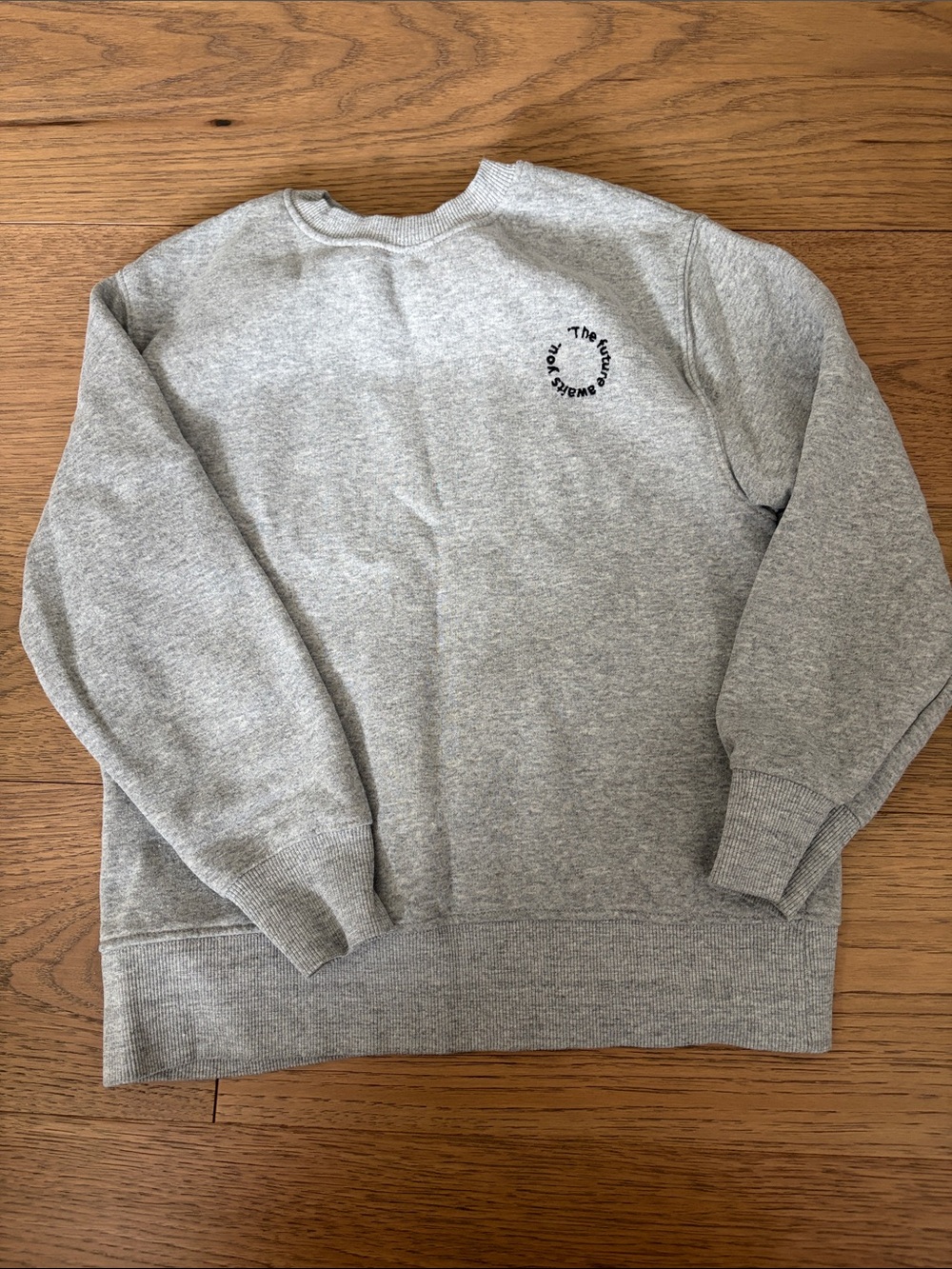 Zara Grey Crewneck Sweatshirt with Small Black Chest Logo